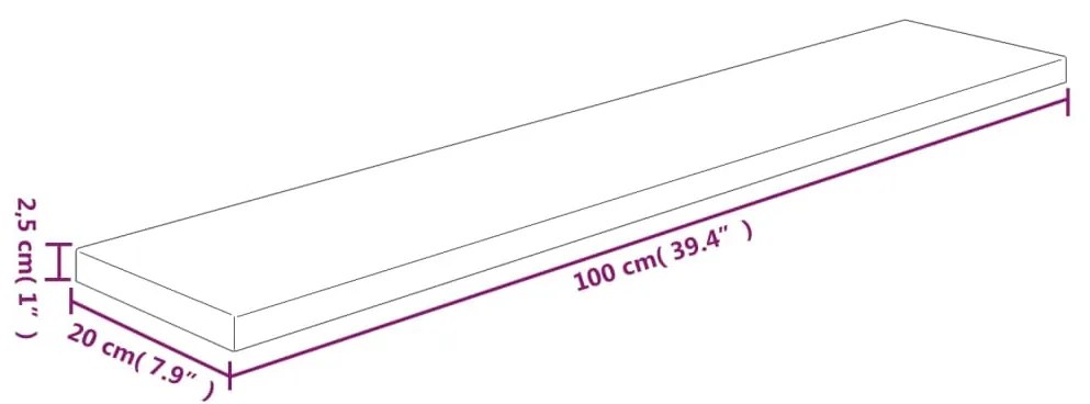 vidaXL Ράφι 100x20x2,5 εκ. από Ακατέργαστο Μασίφ Ξύλο Δρυός