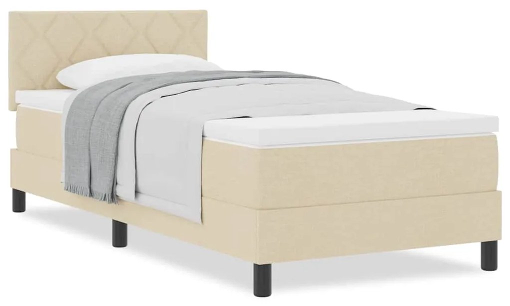 vidaXL Κρεβάτι box spring με στρώμα με στρώμα Κρεμ 100 x 200 cm ύφασμα