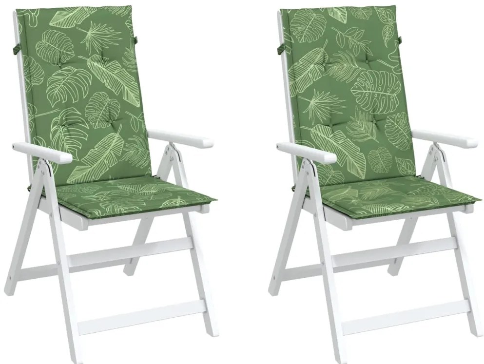 vidaXL Μαξιλάρια Καρέκλας με Ψηλή Πλάτη 2 τεμ Σχέδιο Φύλλων Υφασμάτινα