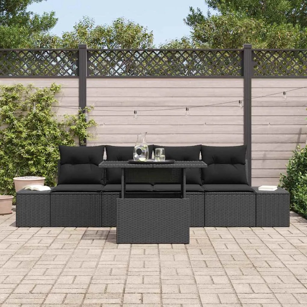 vidaXL Σετ Καναπέ Κήπου με μαξιλάρι 5 pcs Μαύρο 100 x 55 x 73 εκ