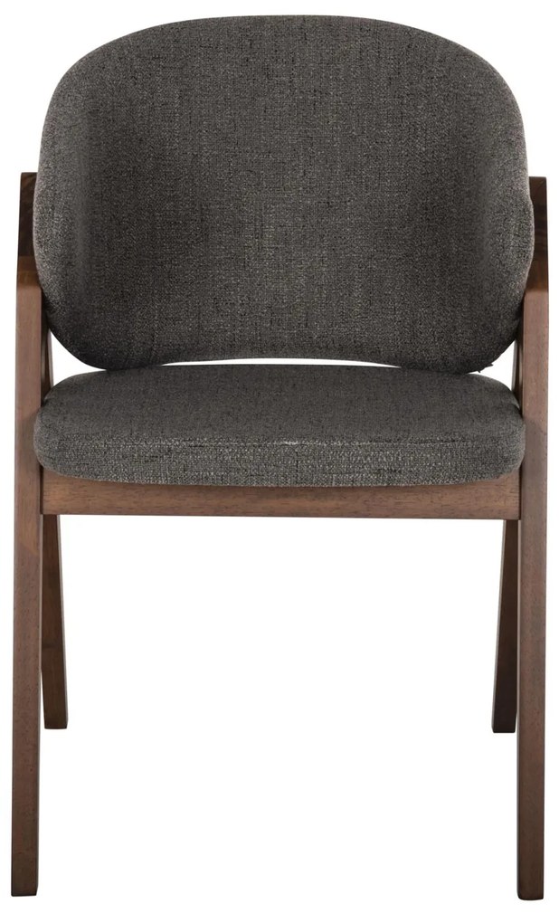 Καρέκλα HANA Rubberwood Καρυδί και Γκρί ύφασμα 55x60x84Yεκ. 2αδα 55x60x84 εκ.