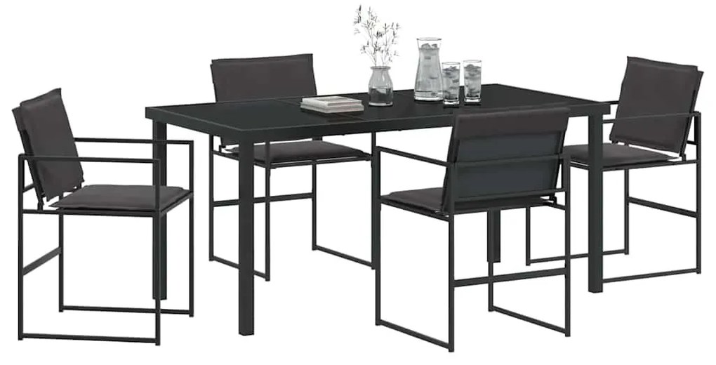 vidaXL Σέτ φαγητού για κήπο 5 pcs Μαύρο Textilene και ατσάλι