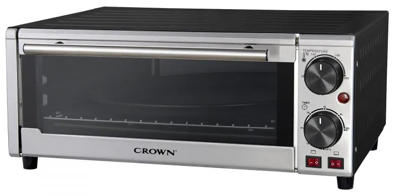 Φουρνάκι Crown PPS-15HS, 1300W, 15lt, Χρονοδιακόπτης, 100-230 C, Inox/Μαύρο