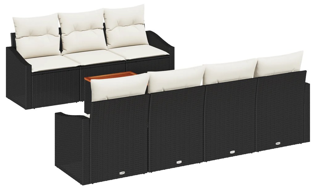 vidaXL Σετ Καναπέ Κήπου 8 pcs Μαύρος, λευκός