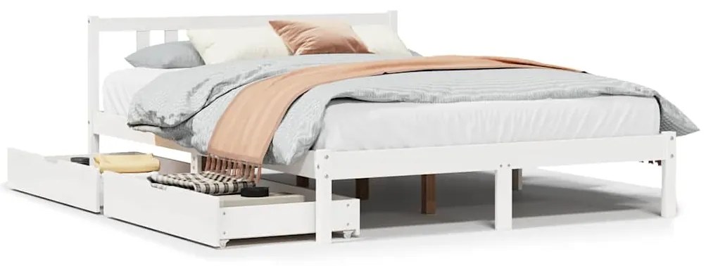 vidaXL Σκελετός Κρεβ. Χωρίς Στρώμα Λευκό 140x200 εκ Μασίφ Πεύκο