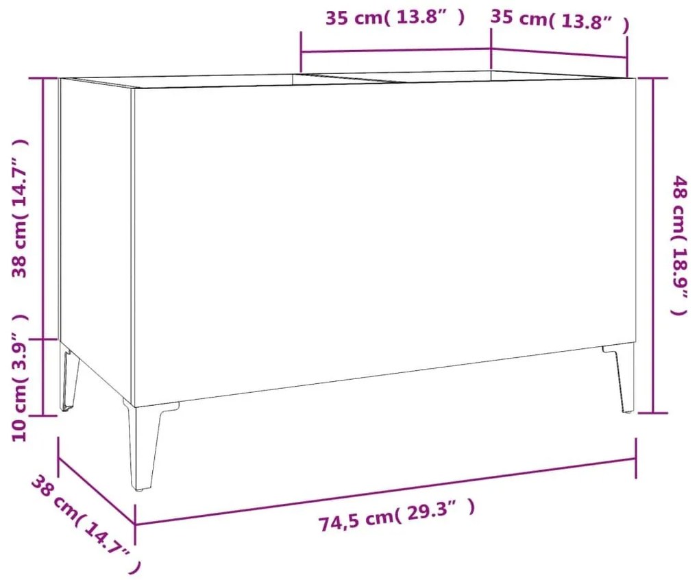 Δισκοθήκη Γκρι Σκυροδέματος 74,5x38x48 εκ. Επεξεργασμένο Ξύλο - Γκρι