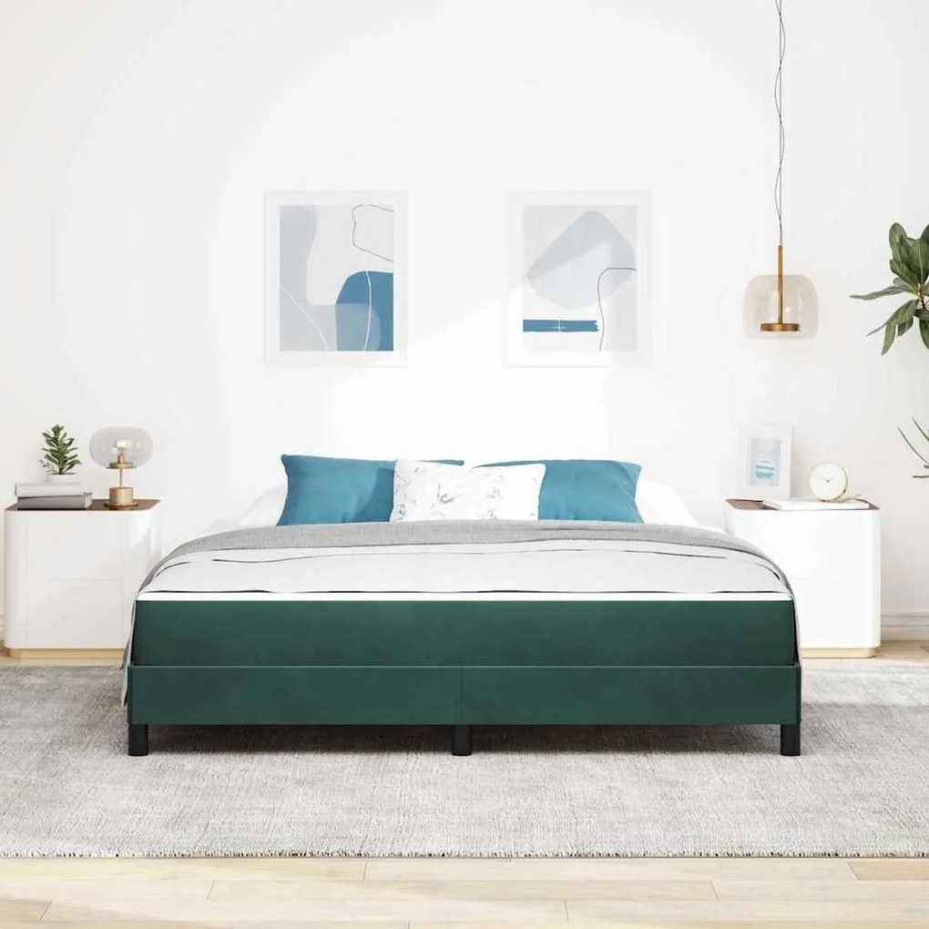 vidaXL Κρεβάτι box spring με στρώμα Σκούρο Πράσινο 180 x 200 cm