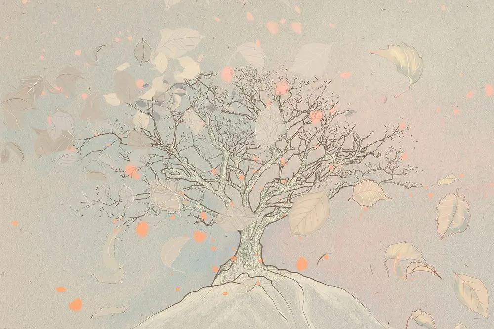 Εικόνα κινούμενα σχέδια σε φθινοπωρινό δέντρο