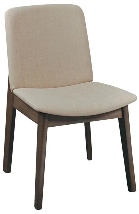 WOODWELL Ε7872,4EMMA Καρέκλα Τραπεζαρίας Οξιά Καρυδί, Ύφασμα Μπεζ 49x57x83cm Ε7872,4