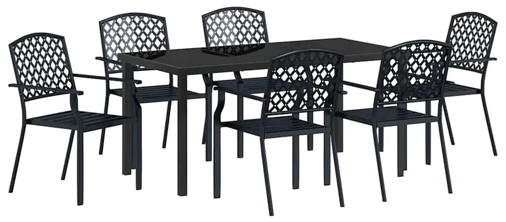 vidaXL Σέτ φαγητού για κήπο 7 pcs Ανθρακί Χάλυβας με επίστρωση πούδρας