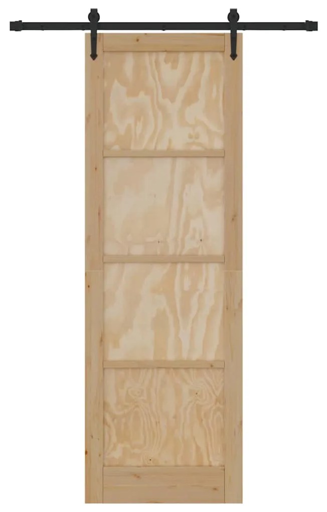 vidaXL Συρόμενη Πόρτα Χειροκίνητος Καφέ 78 x 232 cm Μασίφ ξύλο πεύκου
