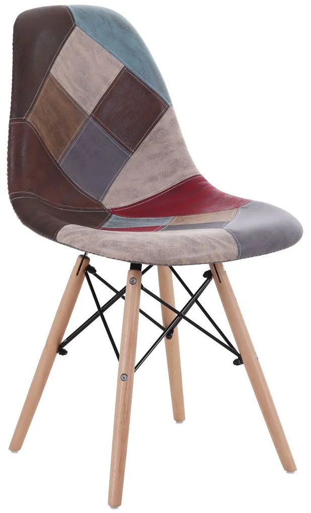 Καρέκλα ArteLibre CORYLOUS Patchwork Microfiber Ύφασμα/Ξύλο 51x46x82cm-14590002