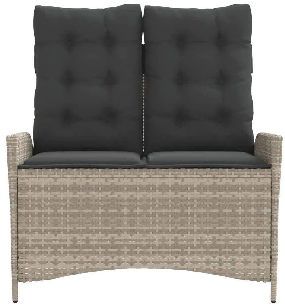 vidaXL Πάγκος Κήπου Ανακλινόμενος Αν. Γκρι Συνθετικό Ρατάν & Μαξιλάρια