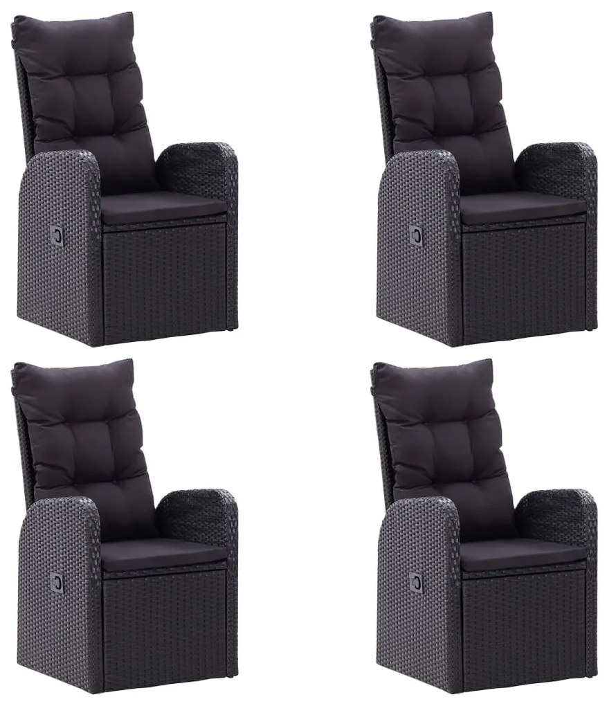 vidaXL Σετ Τραπεζαρίας Κήπου 7 Τεμαχίων Μαύρο