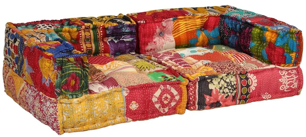 vidaXL Κάθισμα - Πουφ Διθέσιο Αρθρωτό Patchwork Υφασμάτινο