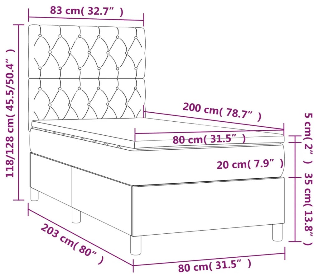 ΚΡΕΒΑΤΙ BOXSPRING ΜΕ ΣΤΡΩΜΑ ΜΠΛΕ 80X200 ΕΚ. ΥΦΑΣΜΑΤΙΝΟ 3141975