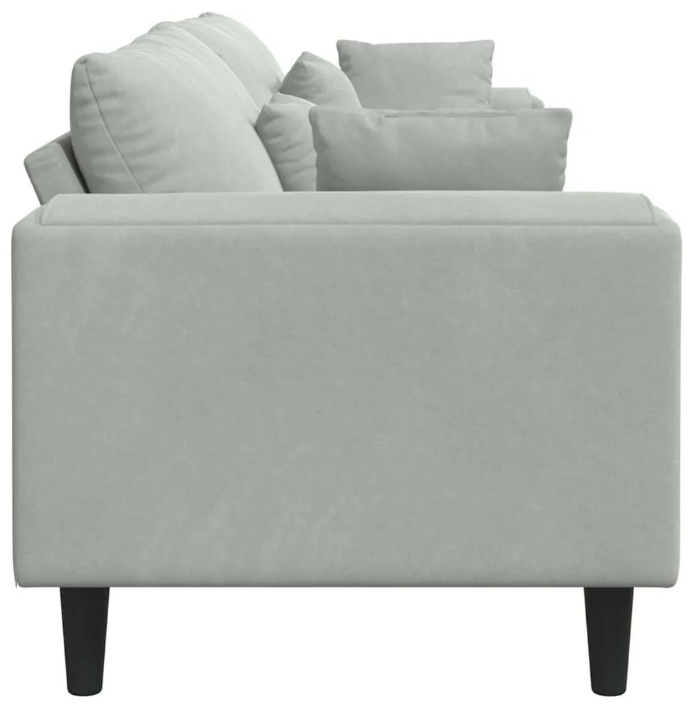 vidaXL Καναπές με μαξιλάρι Ανοιχτό γκρι 250 x 77 x 76 εκ. Βελούδο