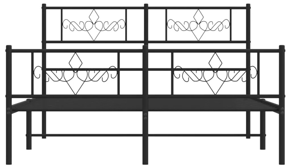 vidaXL Πλαίσιο Κρεβατιού με Κεφαλάρι&Ποδαρικό Μαύρο 160x200εκ. Μέταλλο