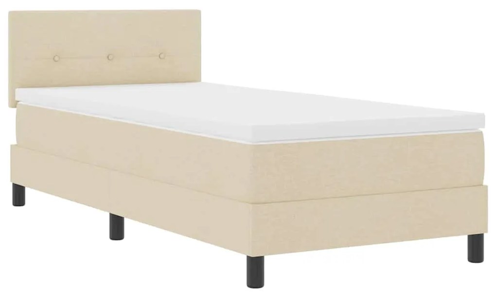 vidaXL Κρεβάτι box spring με στρώμα με στρώμα Κρεμ 90 x 200 cm ύφασμα