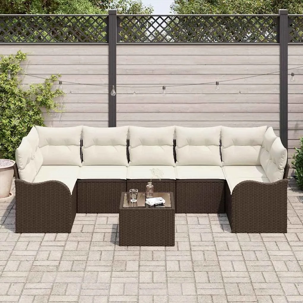 vidaXL Σετ Καναπέ Κήπου 8 pcs Καφέ 55 x 55 x 37 εκ Πολυ ράταν