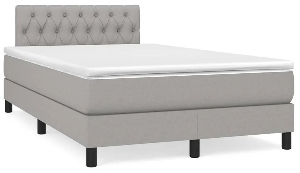 Κρεβάτι Boxspring με Στρώμα Ανοιχτό Γκρι 120x200 εκ. Υφασμάτινο - Γκρι