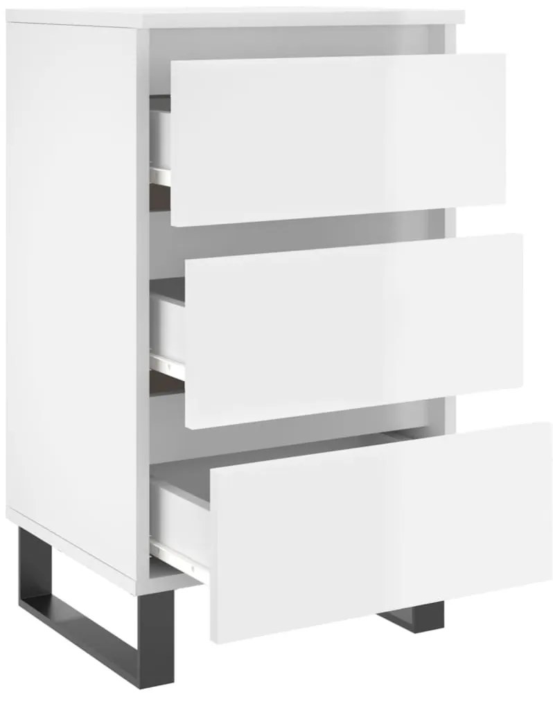 vidaXL Κομοδίνα 2 τεμ. Γυαλ. Λευκό 40x35x69 εκ. Επεξεργασμένο Ξύλο