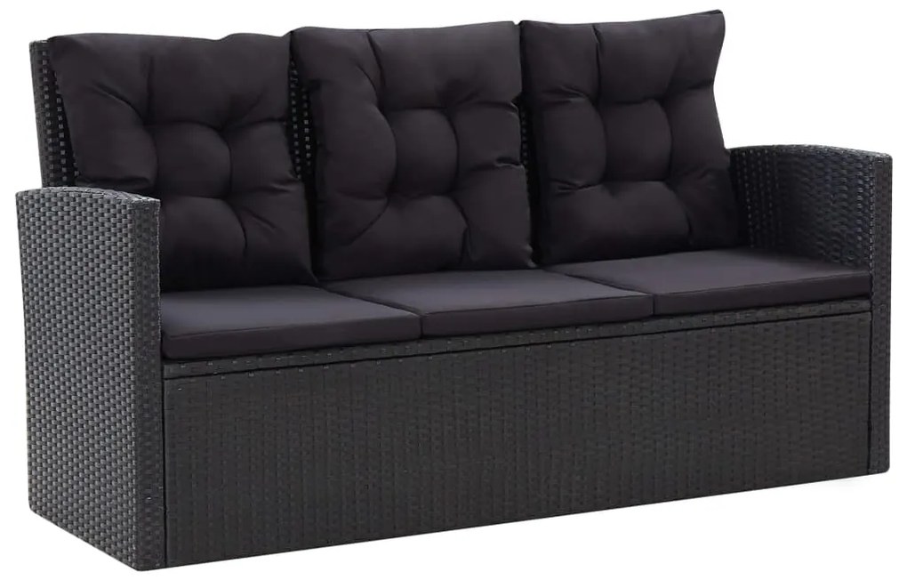 vidaXL Σαλόνι Κήπου 6 Τεμαχίων Μαύρο από Συνθετικό Ρατάν με Μαξιλάρια