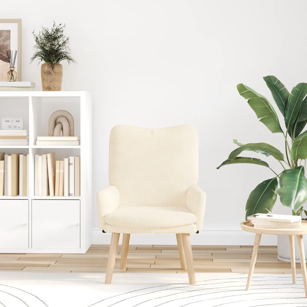 vidaXL Χαλαρωτική Πολυθρόνα Κρεμ 63 x 67 x 94 εκ. ύφασμα