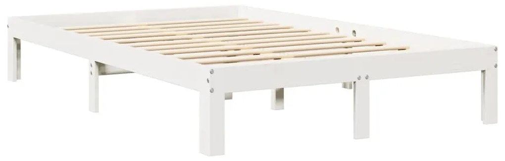 vidaXL Κρεβάτι Βιβλιοθήκη Χωρίς Στρώμα Λευκό 135x190 εκ Μασίφ Πεύκο