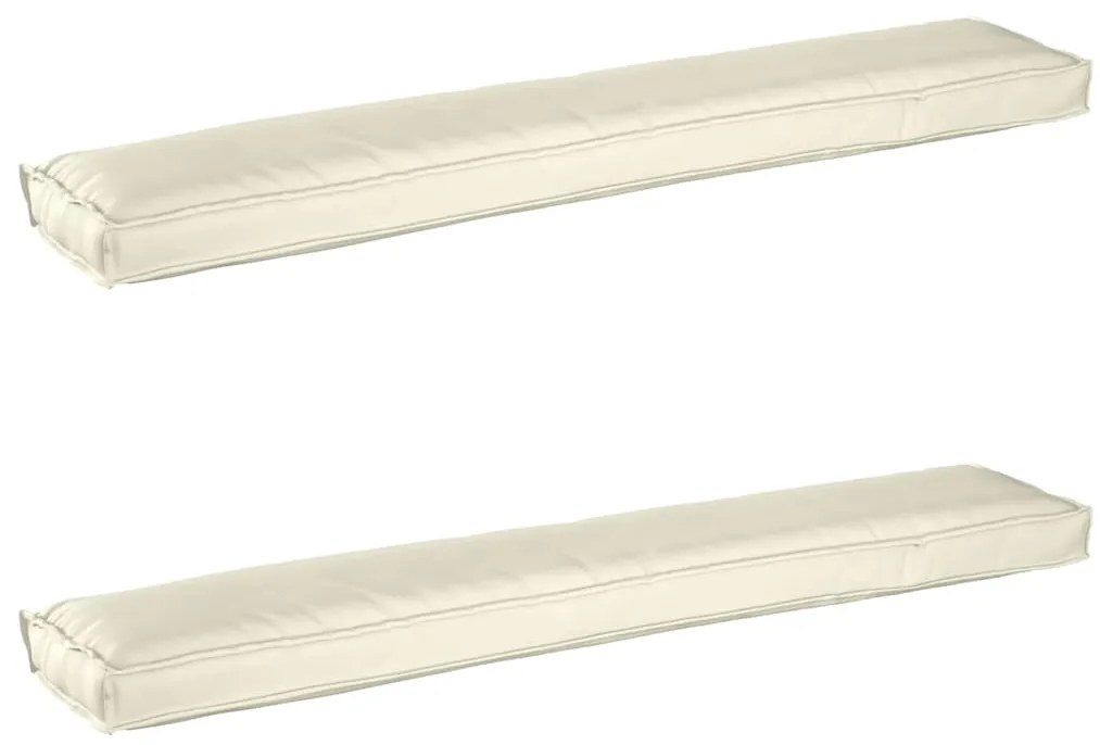 vidaXL Μαξιλάρια Πάγκου 2 Τεμαχίων Κρεμ 200x40x8 εκ σε ύφασμα Oxford