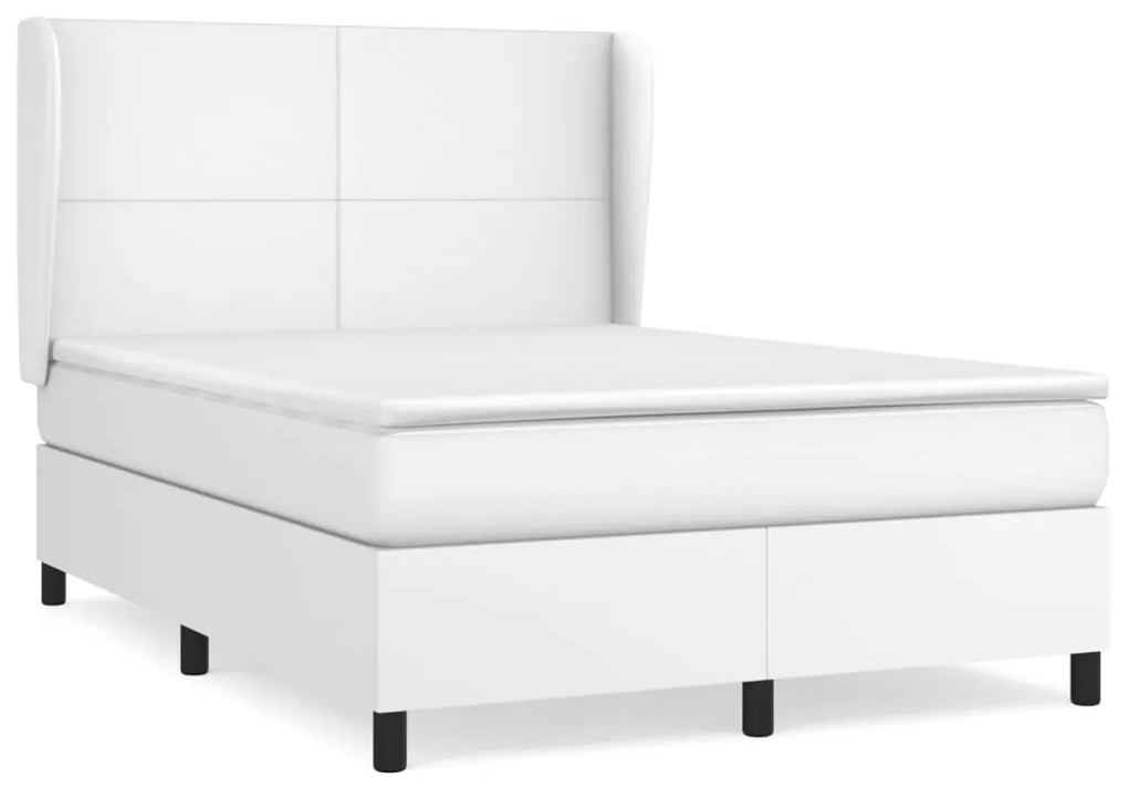 vidaXL Κρεβάτι Boxspring με Στρώμα Λευκό 140x200εκ.από Συνθετικό Δέρμα