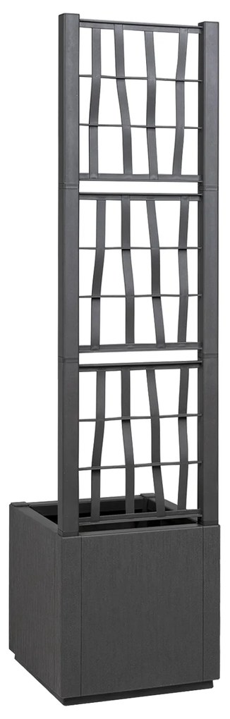 vidaXL Σκούρα Γκρι Γλάστρα Κήπου με Πλέγμα - 36x36x140 εκ