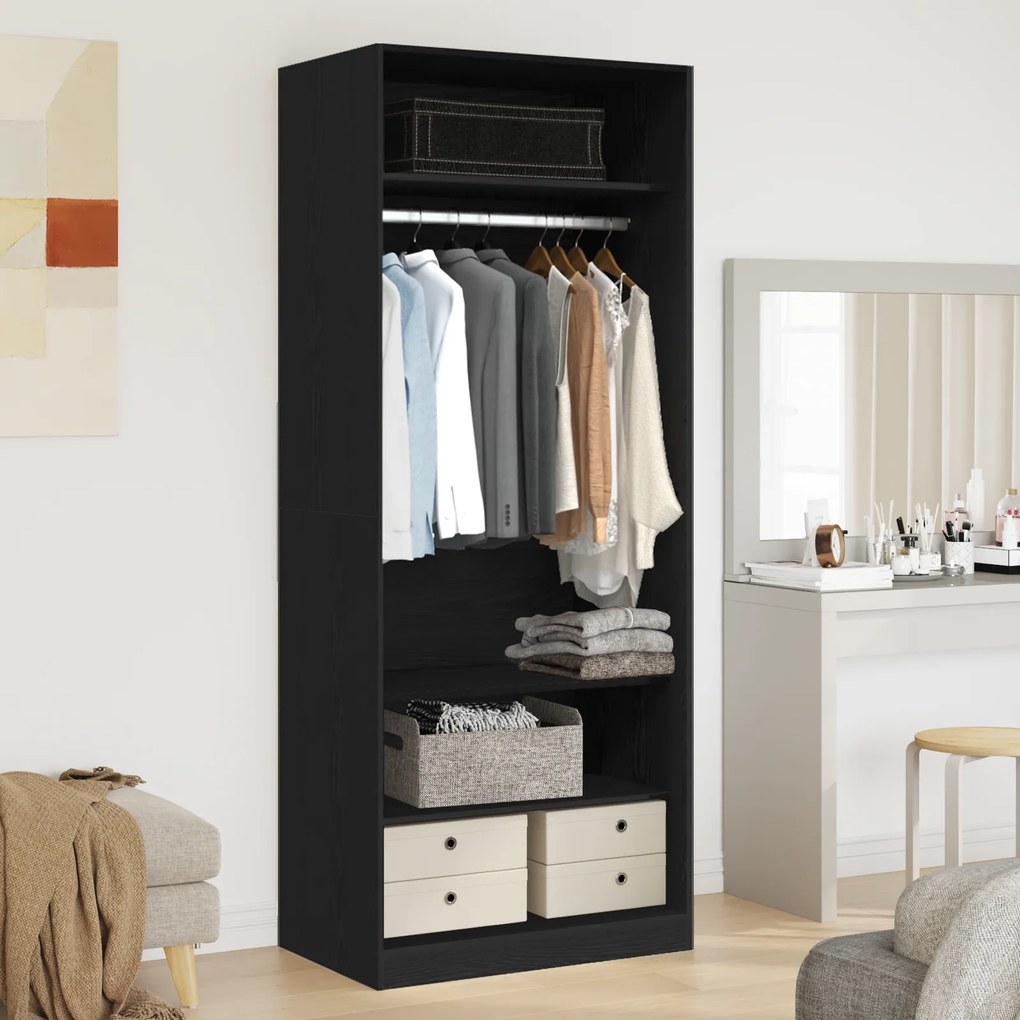 vidaXL Μαύρη Βελανιδιά Ντουλάπα 80 x 50 x 200 εκ. - Σκληρό Ξύλο