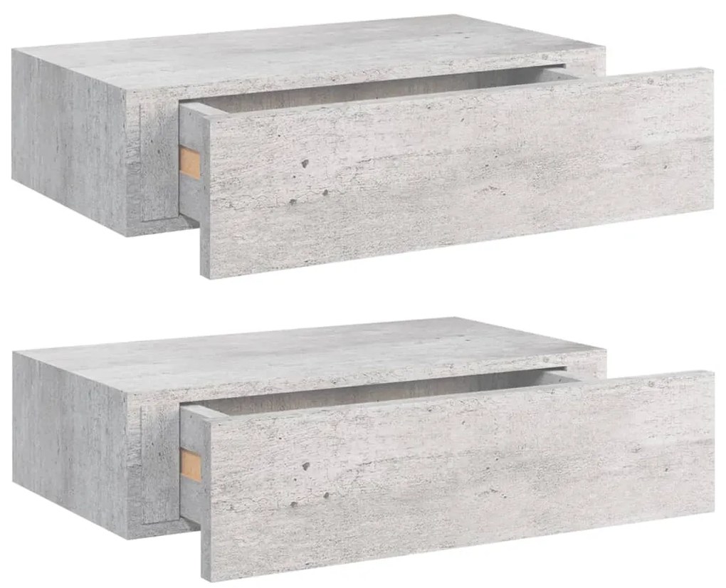 Ράφια Τοίχου Συρτάρια 2 τεμ. Γκρι Σκυρ. 40x23,5x10 εκ από MDF 330252