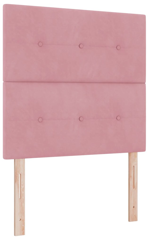 vidaXL Κρεβάτι Box Spring με Στρώμα Ροζ 90x200 εκ Βελούδο