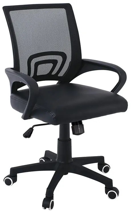 BF2101-P Πολυθρόνα Γραφείου με Ανάκλιση Μαύρο Mesh - Pu