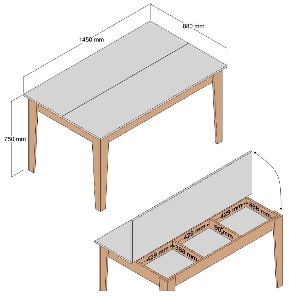 ΤΡΑΠΕΖΙ ΤΡΑΠΕΖΑΡΙΑΣ STANDARD HM9507.04 ΜΕΛΑΜΙΝΗ ΚΑΡΥΔΙ ME ΑΠΟΘHK.ΧΩΡΟ 145x88x75Yεκ.