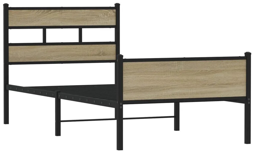 vidaXL Πλαίσιο Κρεβ. Χωρ. Στρώμα Sonoma Δρυς 90 x 190 εκ. Επεξ. Ξύλο