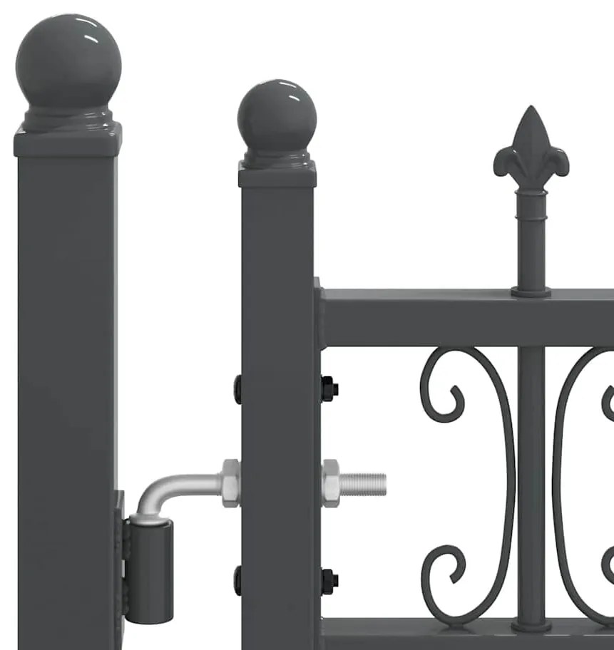 vidaXL Πύλη Φράχτη με Στρογγυλή Κορυφή Γκρι 305 x 175 εκ. Ατσάλι