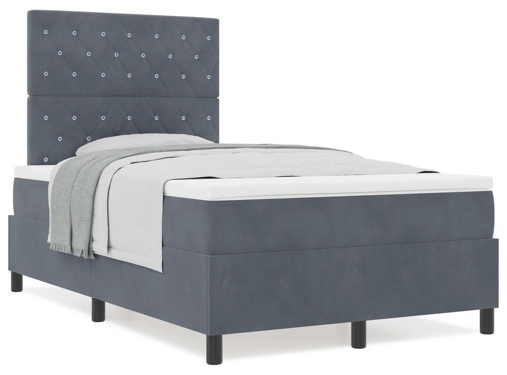 vidaXL Κρεβάτι Box Spring με στρώμα Γκρι 120x200 εκ Βελούδο