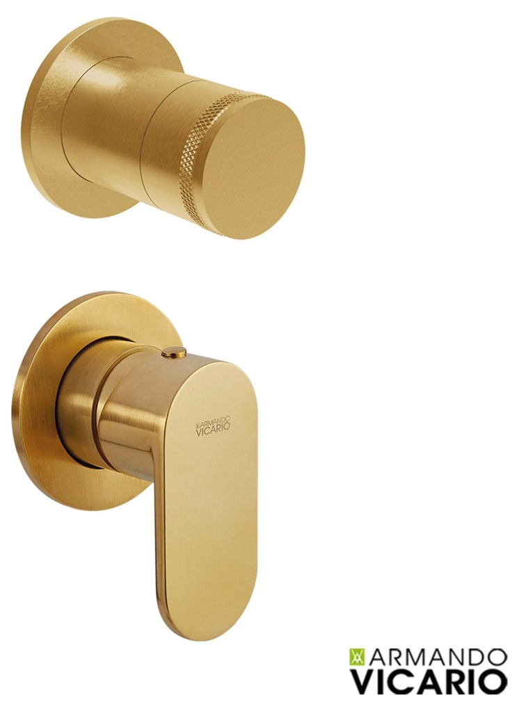 Armando Vicario Slim Gold Brushed Μίκτης Εντοιχισμού 1 Εξόδου+εκτροπέας περιστροφικός 2 εξόδων