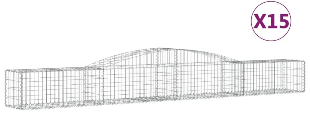 vidaXL Συρματοκιβώτια Τοξωτά 15 τεμ. 400x50x40/60 εκ. Γαλβαν. Ατσάλι