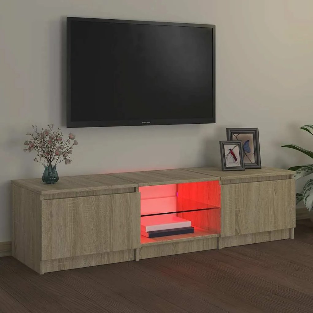 vidaXL Έπιπλο Τηλεόρασης με LED Sonoma Δρυς 140x40x36 εκ.