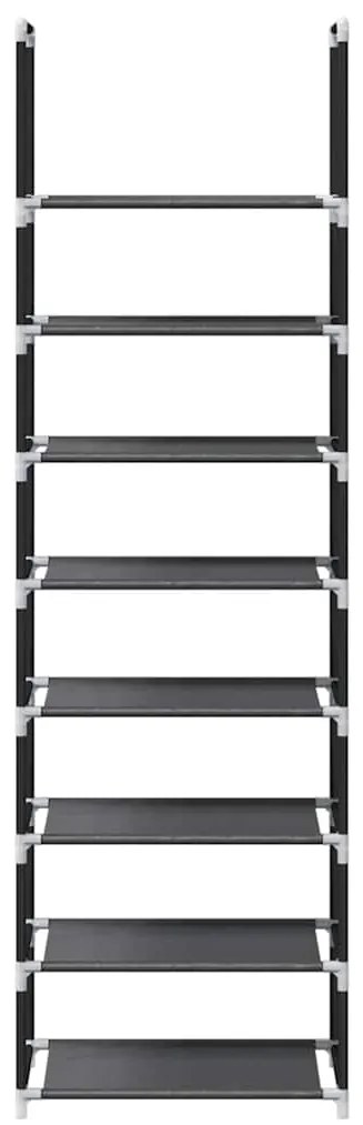 Ράφι παπουτσιών 8-βαθμίδων μαύρο 44x28x145cm μη υφασμένο ύφασμα - Μαύρο