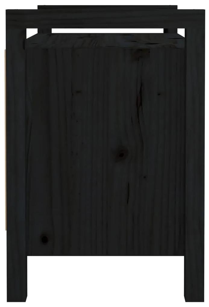 Παγκάκι Χολ Μαύρο 80x40x60 εκ. από Μασίφ Ξύλο Πεύκου - Μαύρο