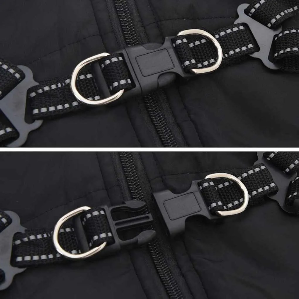 vidaXL Μπουφάν Σκύλου με ιμάντα Μαύρο M Φλις και Πολυεστέρας