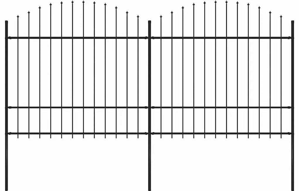 vidaXL Κάγκελα Περίφραξης με Λόγχες Μαύρα (1,5-1,75) x 3,4 μ. Ατσάλινα