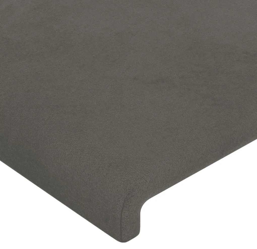 Κεφαλάρι με Πτερύγια Σκούρο Γκρι 163x16x118/128 εκ. Βελούδινο - Γκρι