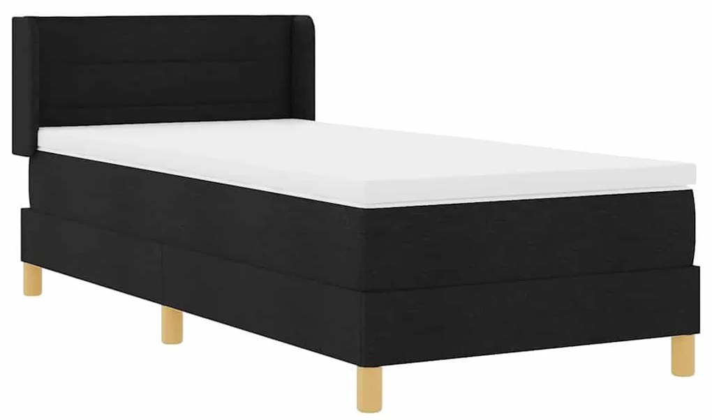 vidaXL Κρεβάτι με ελατήρια Μαύρο και Λευκό 90 x 200 cm ύφασμα