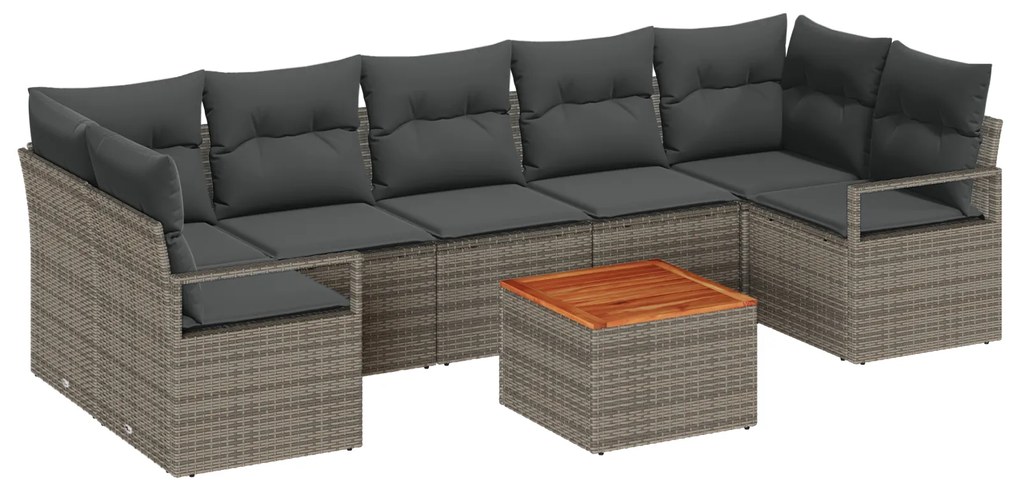 vidaXL Σετ Καναπέ Κήπου Γκρι 8 pcs Γκρι Μεγάλο Ρατάν